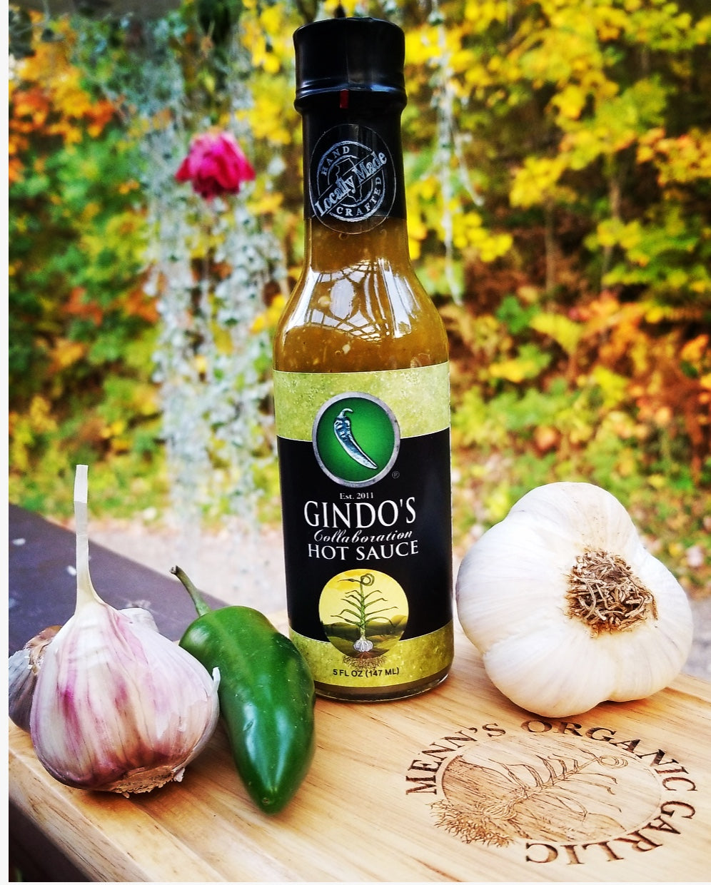 Gindos & Menns Organic Garlic Collaboration Hot Sauces