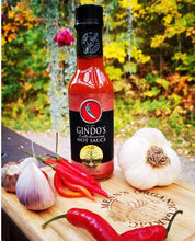 Load image into Gallery viewer, Gindos &amp; Menns Organic Garlic Collaboration Hot Sauces
